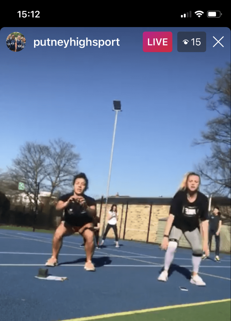 Live PE Class with Miss Neale and Miss McKee streamed via Instagram
