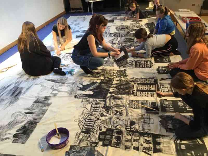 Students taking part in a Oliver scenography workshop