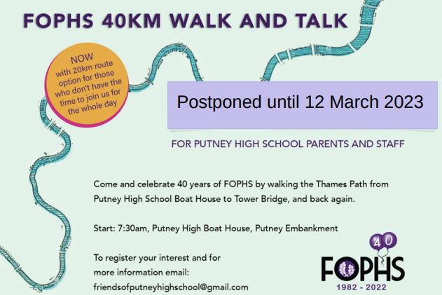 The walk has been postponed from 18 September 2022 to 12 March 2023. More details to follow.