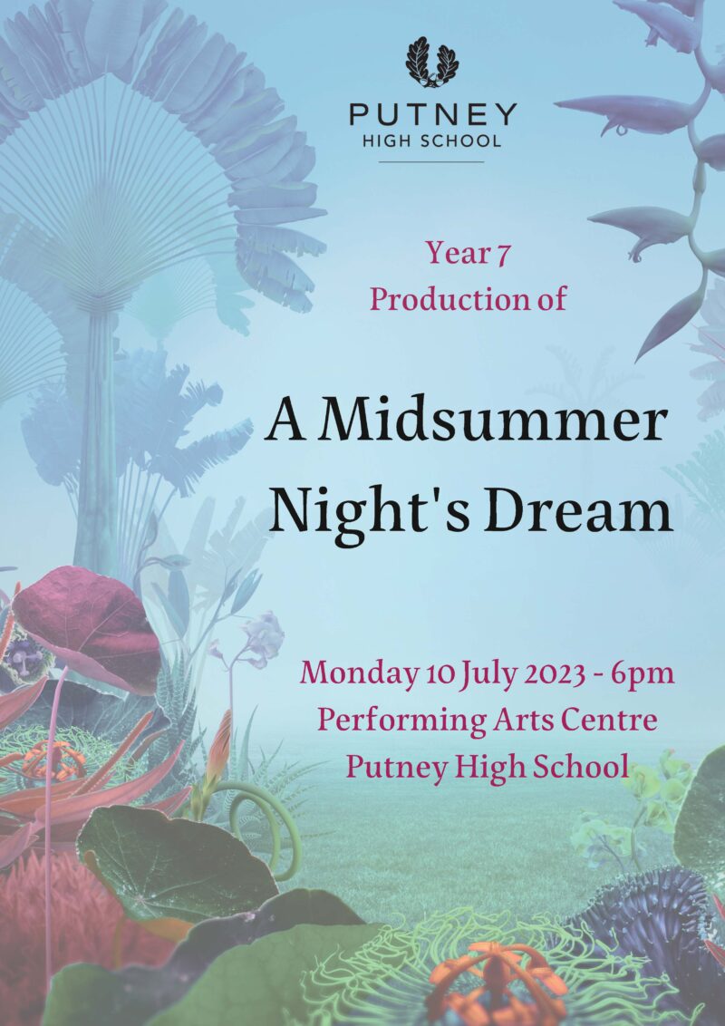 We look forward to welcoming you to the Year 7 Production of A Midsummer Night's Dream at 6 - 7:45pm in The Performing Arts Centre. Light refreshments will be served from 5:30pm.